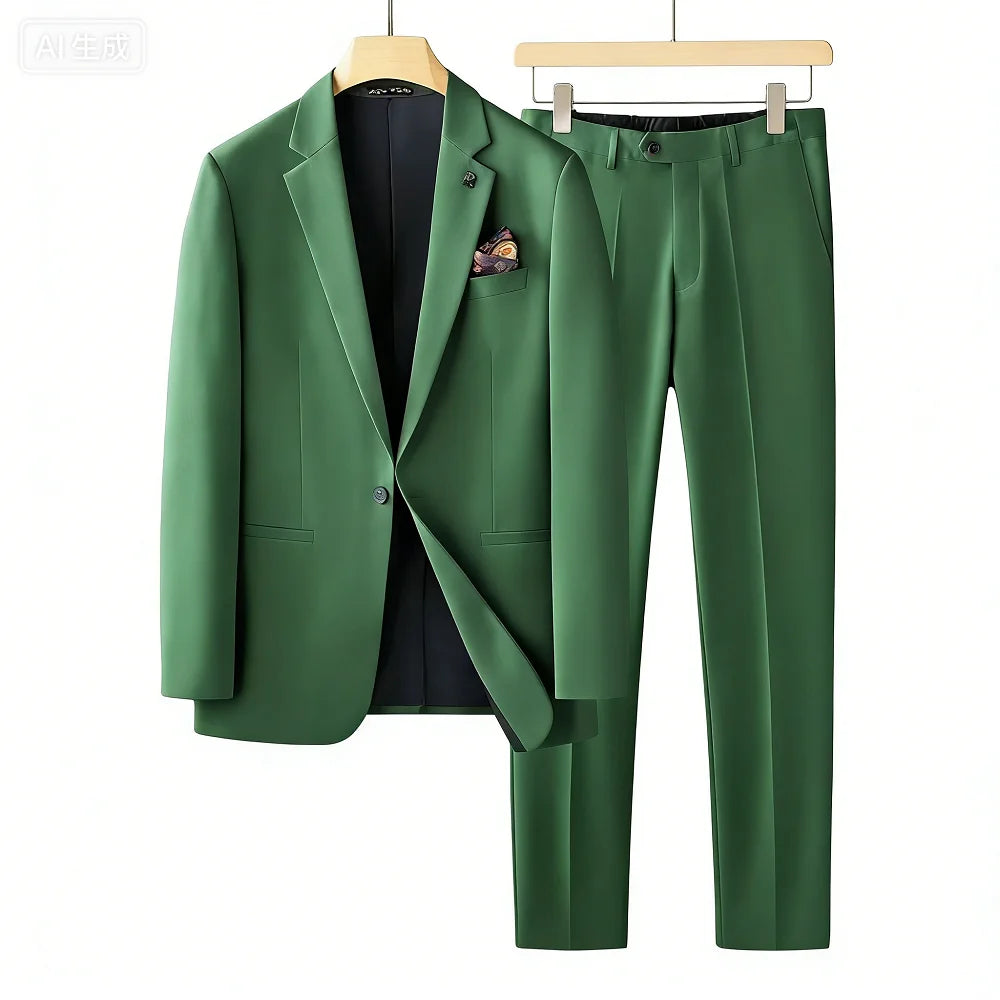 Men's  Two-Piece Suit plus Size Professional Business Wedding Formal High Quality Terno Solto Grande Peso Negócios Casamento