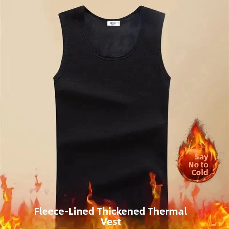 Thickened Fleece Warmth Men's Vest Sleeveless Underwear Base Shirt Youth round Neck  Color Winter Affordable Innerwear