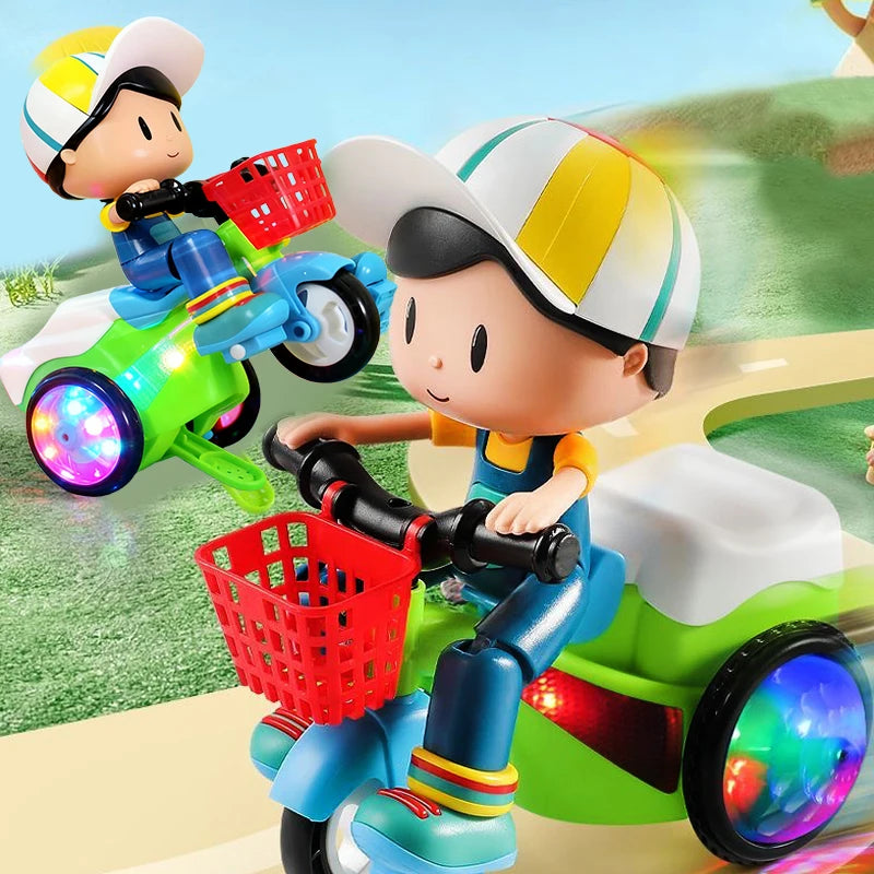 Big Head Boy Three-Wheel Toy Car Stunt Rotation with Colorful Sound And Light Baby's Favorite Holiday Gift for Kids