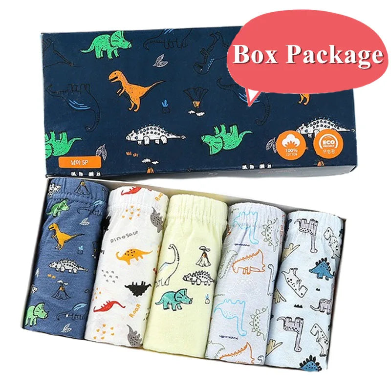 5 Pcs/Pack Boys Triangle Underwear High Quality Soft Cotton Children Briefs Dinosaur Cartoon School Kid Panties For Boy Age 3-13
