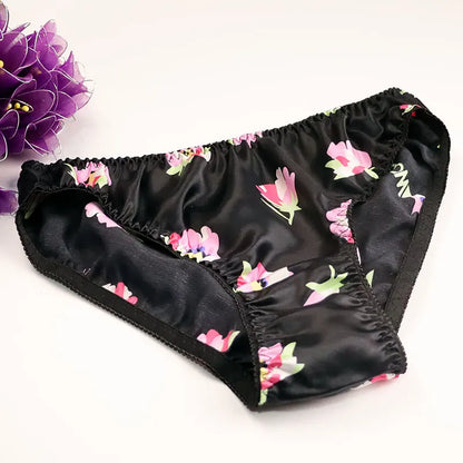 Silk Underwear Women's Large Size XXL e Breathable Antibacterial Low Waist Comfortable Innerwear Daily Use Cartoon Pat...