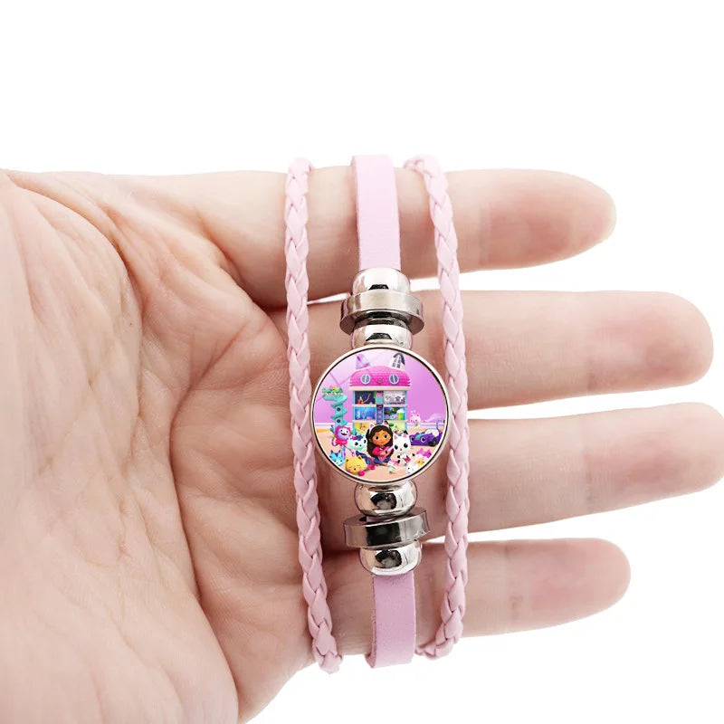 Gabby Dollhouse Girl Bracelets + Necklace Jewelry Set 2pcs Female Kawaii Necklace Chain Accessories Girl Party Birthday Gift Toy