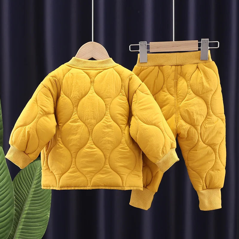 Baby Boys Clothes Full Sleeve Solid Parkas Pants 2pcs/set Toddler Costume Infant Jacket Kids Sportswear Girl Solid Casual Warm