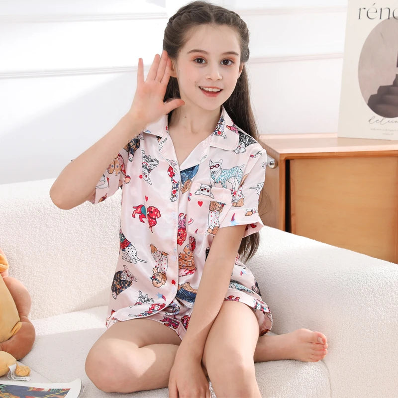 Pajamas for children Set Spring and Autumn Cartoon Pattern Short sleeved Summer Comfortable children's sleepwear loungewear