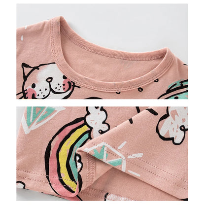 Girls Pajamas Sets 2 to 3 4 5 6 7 8 9 10 11 12 13 14 Years Cotton 100 Toddler Kids Pijamas Long Sleeve Cute Pyjama Pink Cat Pjs