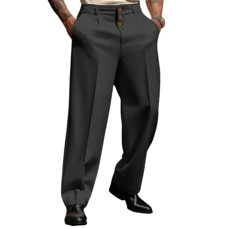 Men Straight Formal Trousers Loose Fashion Business Pants Comfortable Casual Wide Long Pants Social Pants Joggers Man Clothing