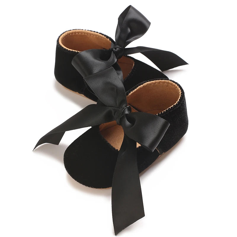 Girls' Princess Baby Shoes Cute Bow Flat Bottom Walking Children's Shoes First Step Newborn Baby Comfortable Soft Sole Footwear