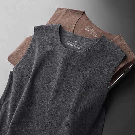 Mens Underwear 37° Heating Fiber Plus Velvet Seamless Vest Men's Winter Slim Warm Bottoming Shirt Men's Speed Thermal Underwear