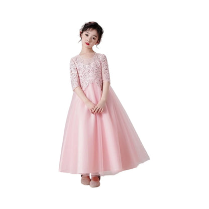 5-14 Years Girl Dress Fashion Children Girl Evening Gown Half Sleeve Lace Kids Dresses for Girls Summer Girls Party Dresses
