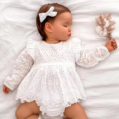 Baby Girls Clothes Set Spring Summer Toddler Solid Color Round Neck Long Sleeve T-Shirt Tops And Elastic Casual Ruffle Shorts