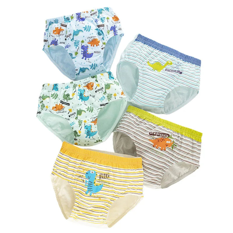 5 Pcs/Lot Boy Underwear Soft Cotton Briefs For Boys Dinosaur Cartoon Children Panties Breathable Kids Underpants Briefs Age 2-14