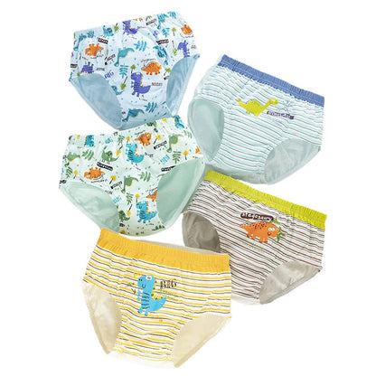 5 Pcs/Lot Boy Underwear Soft Cotton Briefs For Boys Dinosaur Cartoon Children Panties Breathable Kids Underpants Briefs Age 2-14