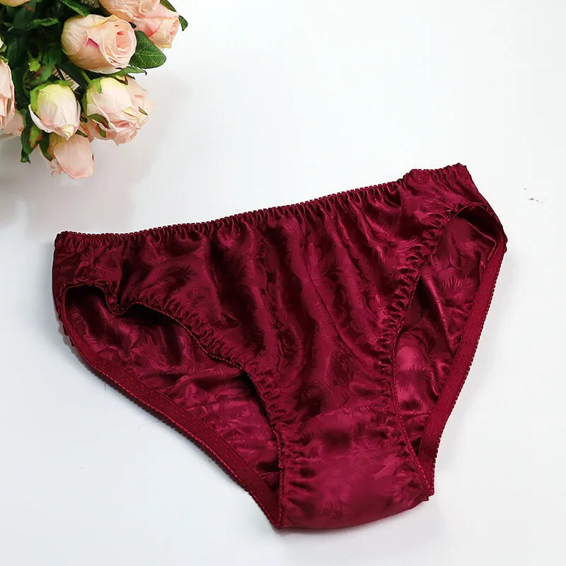 Silk Underwear Women's Large Size XXL e Breathable Antibacterial Low Waist Comfortable Innerwear Daily Use Cartoon Pat...