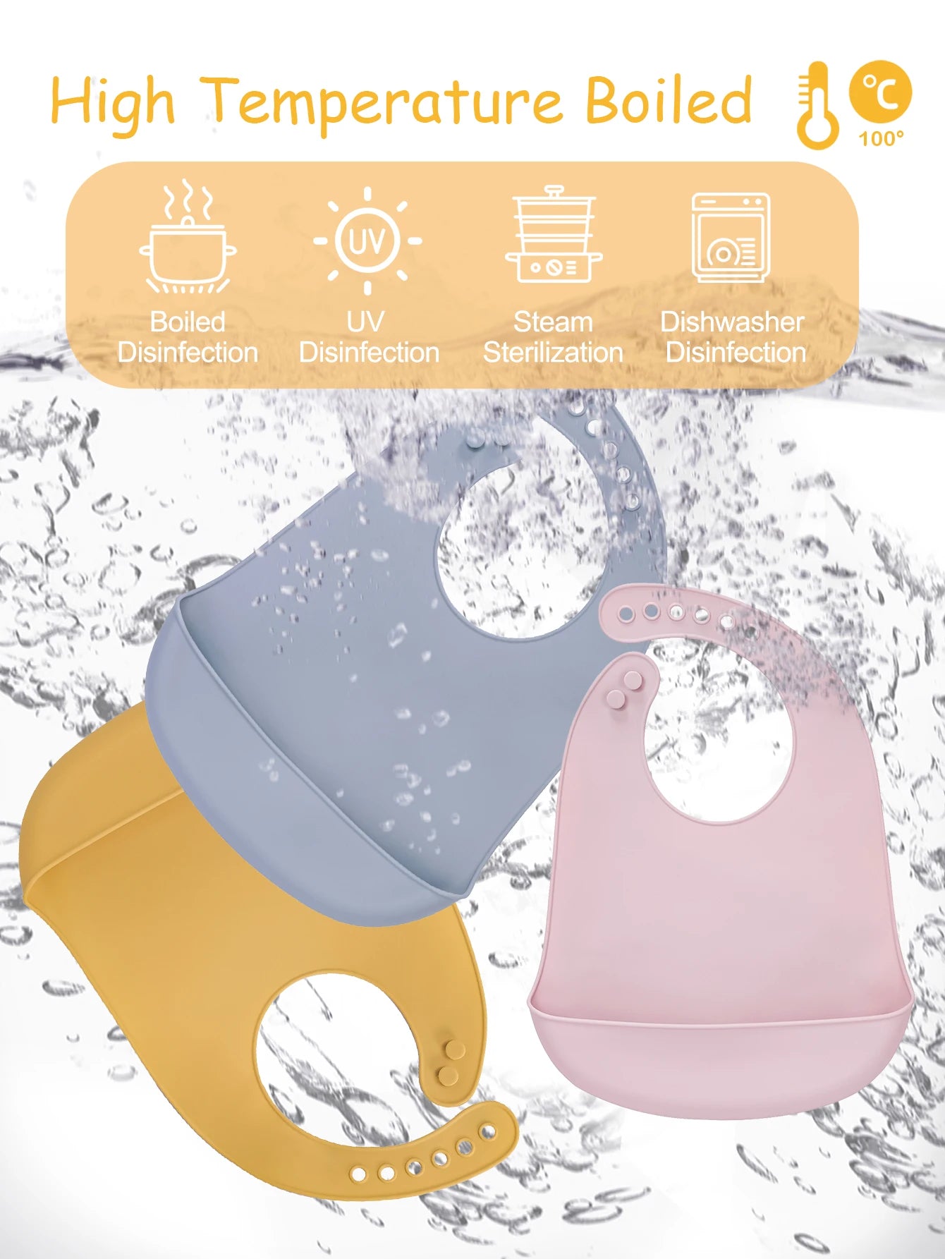 TYRY.HU 3pcs Waterproof Baby Bibs Baby Stuff Cute Kids Cartoon Bib Girl Boy Adjustable Soft Silicone Bib Baby Feeding Stuff