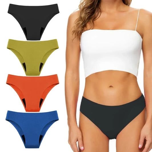 Teen Girls Seamless Swimwear 4 Layer Leakproof Bikini Fast Absorb Period Protection for Surf Beach Yoga Swimming