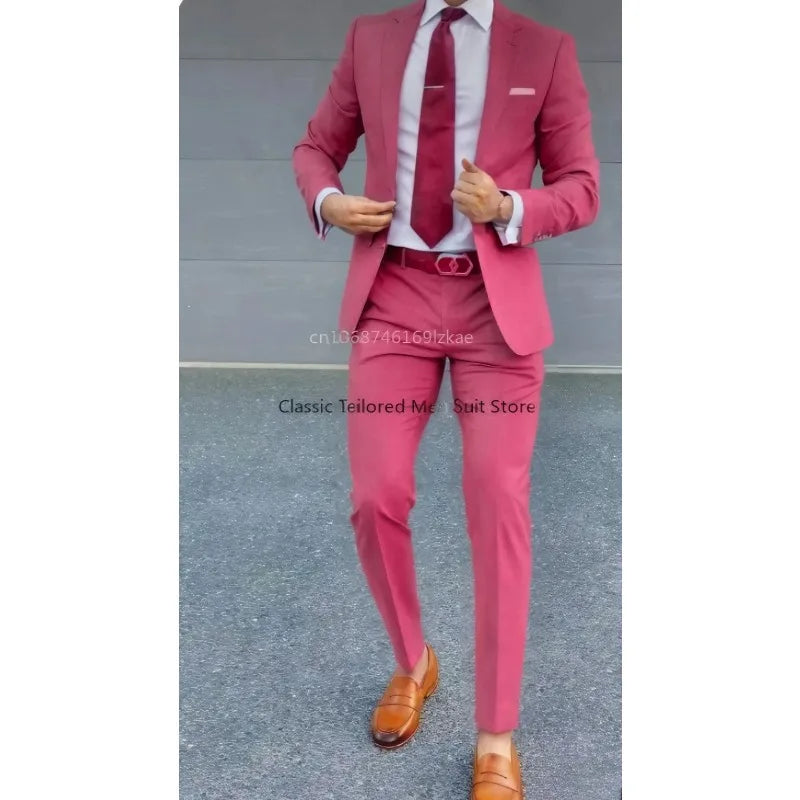 Men's Suit 2 Piece Suit   Jacket Pants Formal Wedding Tuxedo Groom Clothes Custom Color Blazer XS-5XL