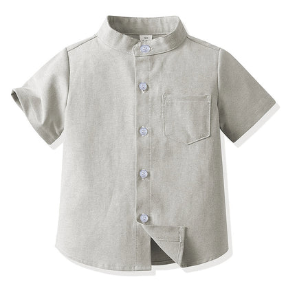 Girls' School Uniform,Long/Short Sleeve Blouse,Single Breasted High Collar Boys Shirts,Formal Kids Button-Down Gentleman Tops