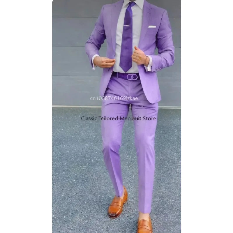 Men's Suit 2 Piece Suit   Jacket Pants Formal Wedding Tuxedo Groom Clothes Custom Color Blazer XS-5XL