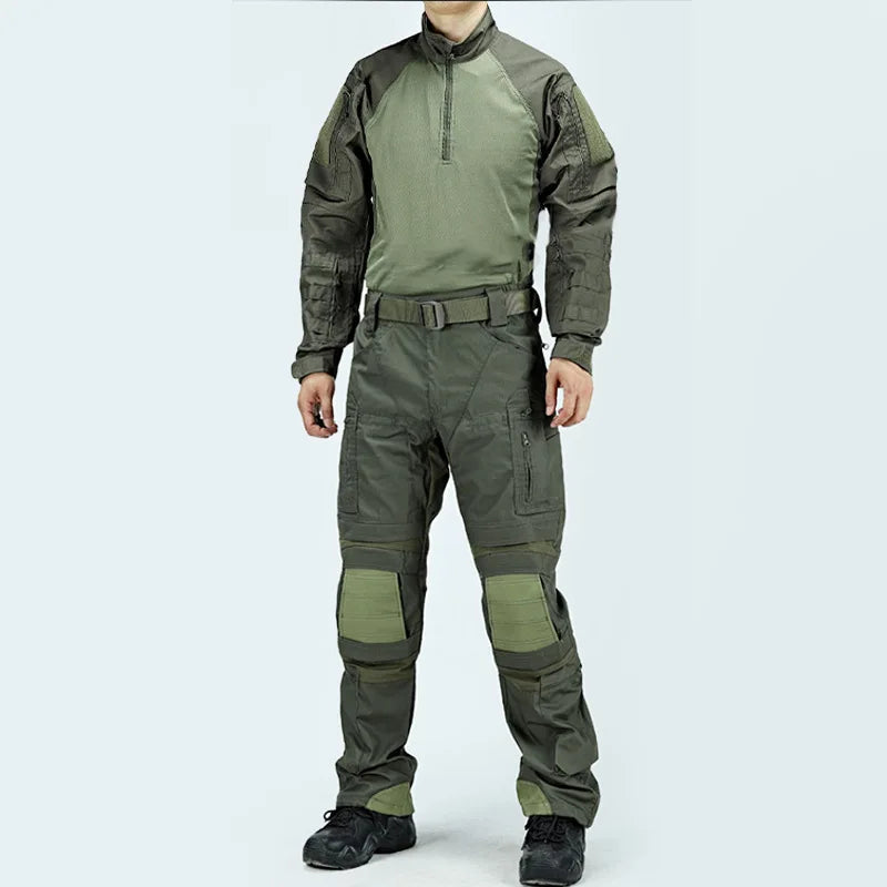 Men Tactical Combat Uniform Suit Multicam Camo Shirt & Pants Set Outdoor Hunting Airsoft Paintball Training Work Clothes