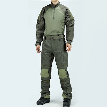 Men Tactical Combat Uniform Suit Multicam Camo Shirt & Pants Set Outdoor Hunting Airsoft Paintball Training Work Clothes