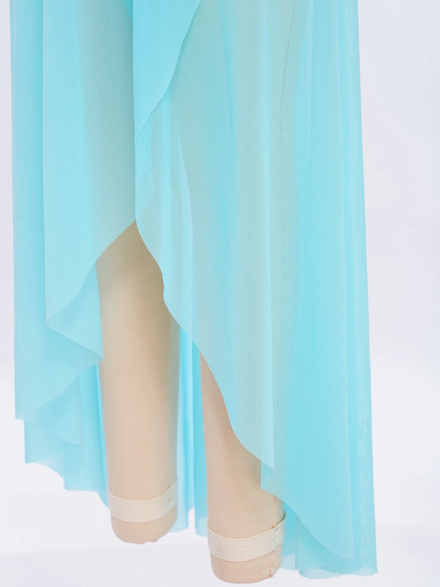 Kids Girls Modern Lyrical Dance Dresses Delicate Applique Keyhole Back Side Split Irregular Hem Asymmetrical Ruched Mesh Dress