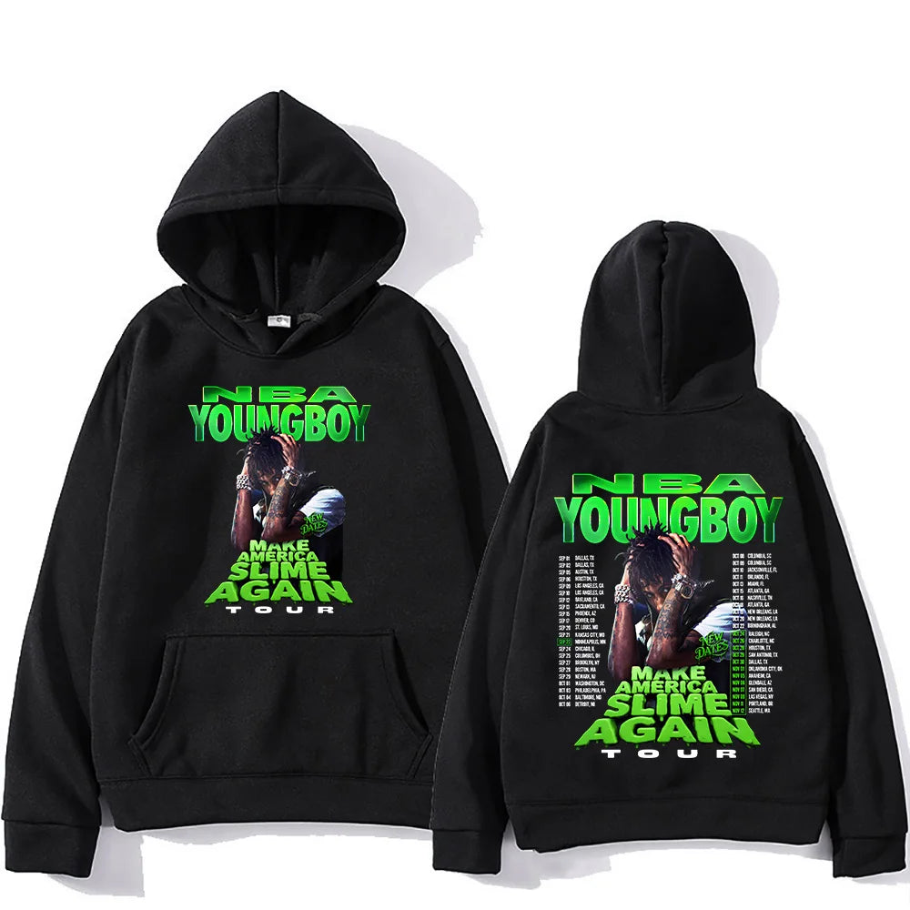 "YoungBoy Never Broke Again Tour 2026" says singing handprint hoodie street fashion hoodie men's hip-hop high-quality hoodie
