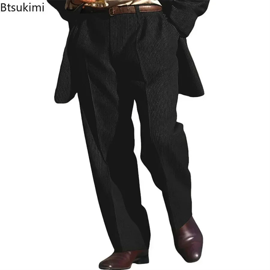 High-grade Men's Knitted Suit Pants Business Casual Loose Straight Dress Pants Fashion Streetwear Male Leisure Vacation Trousers