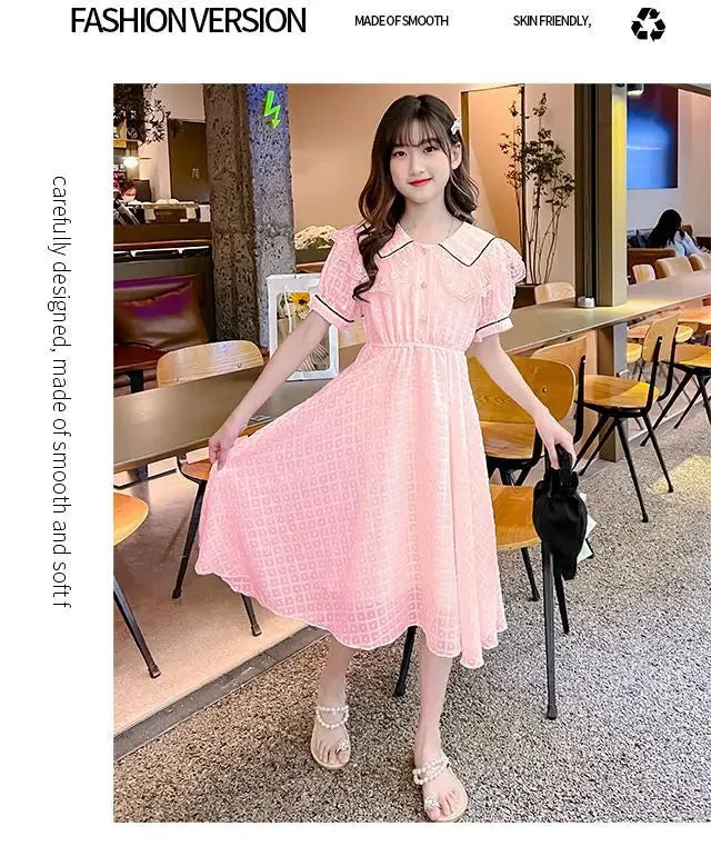 Girls' Dress 2025 Summer New Style Little Girl Princess Dress Stylish Children's Summer Dress