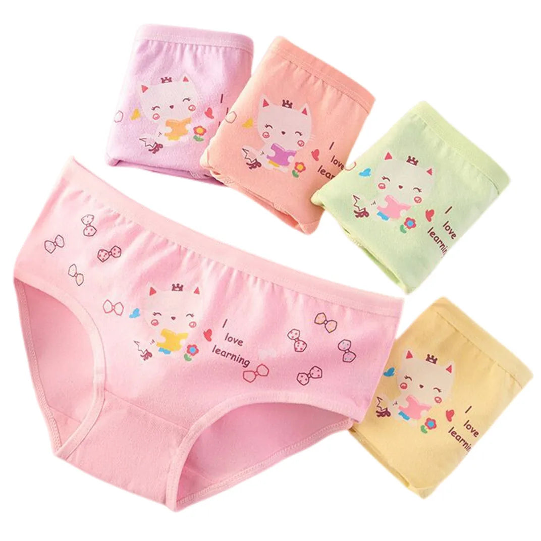 Girls Briefs Fine Cotton Underwear Cute Prints Panties Kids Breathable Soft Healthy Underpants Girls Boxer 4pcs/Lot Size 3-10T