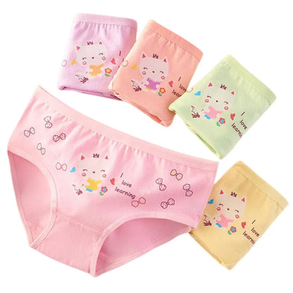 Girls Briefs Fine Cotton Underwear Cute Prints Panties Kids Breathable Soft Healthy Underpants Girls Boxer 4pcs/Lot Size 3-10T