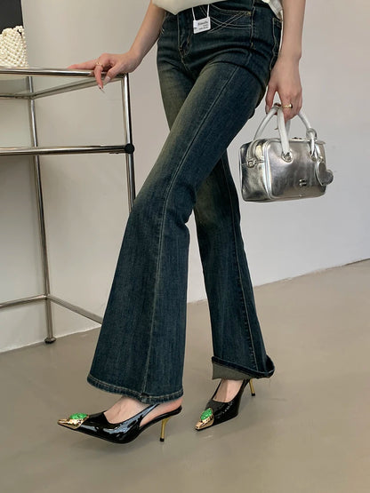 Sexy Women's High Heels Mules 2025 New Fashion Pointed Dress Women's Shoes Open Heel Party High Heels Striptease Sandals Women