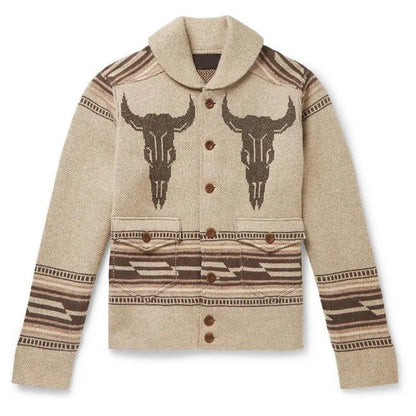 New Fashion Men Streetwear Cardigans Sweatercoats Autumn Man Outwear Casual Cardigans Retro Jacquard Sleeve Knitted Sweaters 3XL