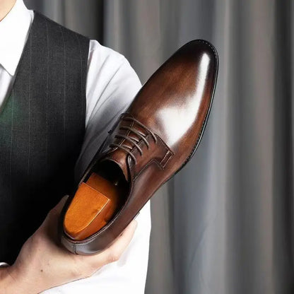 Leather Shoes for Men Luxury Business Men's Shoes High Quality Casual Oxford Dress Shoes Male Lace-Up Office Wedding Formal Shoe