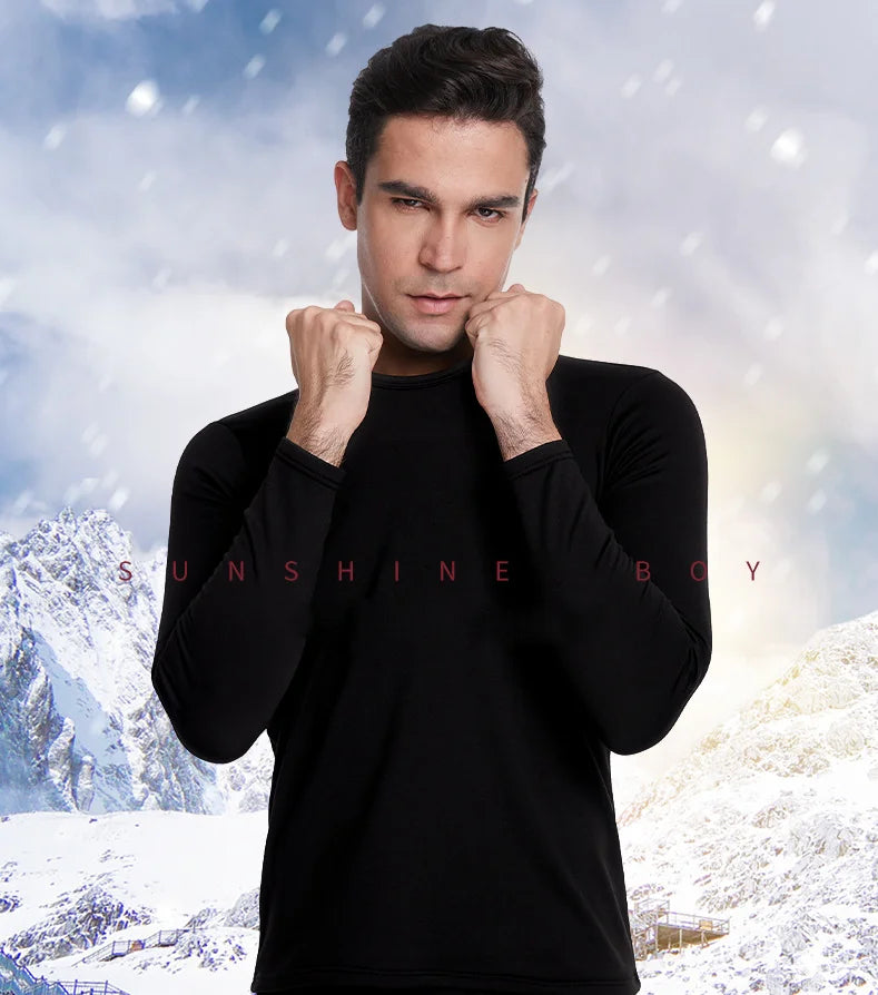 Men Undershirts Men's Winter Thermal Underwear Thin Fleece Elastic Compression Fitness For Winter Sports First Layer Wear ﻿