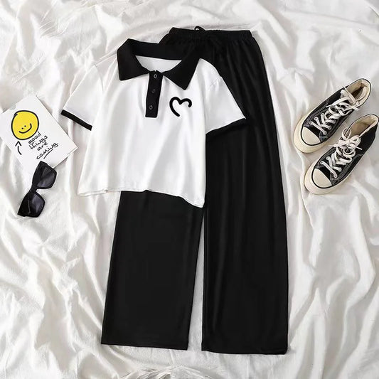 Teenagers Summer Girls Clothing Sets New Fashion Top And Wide Legged Pants 2Pcs Outfits Kids Tracksuit 6-14 Years Kids Clothes