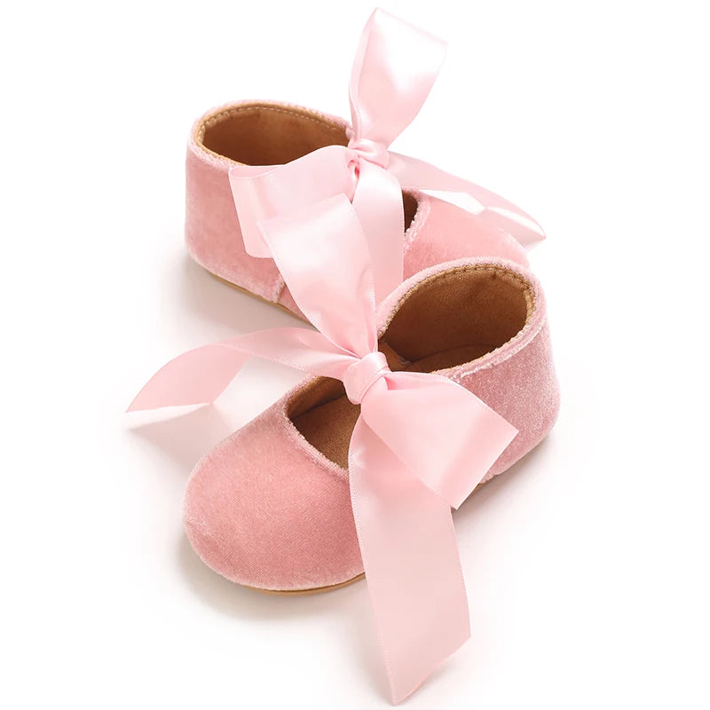 Girls' Princess Baby Shoes Cute Bow Flat Bottom Walking Children's Shoes First Step Newborn Baby Comfortable Soft Sole Footwear