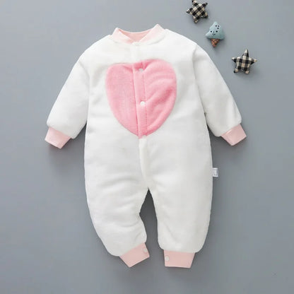 Baby Boy Autumn Winter Warm Pajamas 0-18 Months Infant Girl Flannel Comfortable Jumpsuit Kid Soft Skin-friendly Outwear Romper