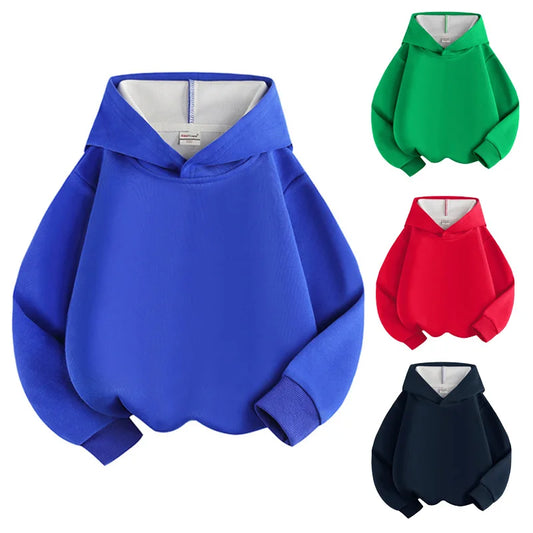 Children's Autumn Hoodies New Boys Girls Casual Hooded Sweatshirts Solid Color Jackets Teenager Fashion Spring Loose Sportswear