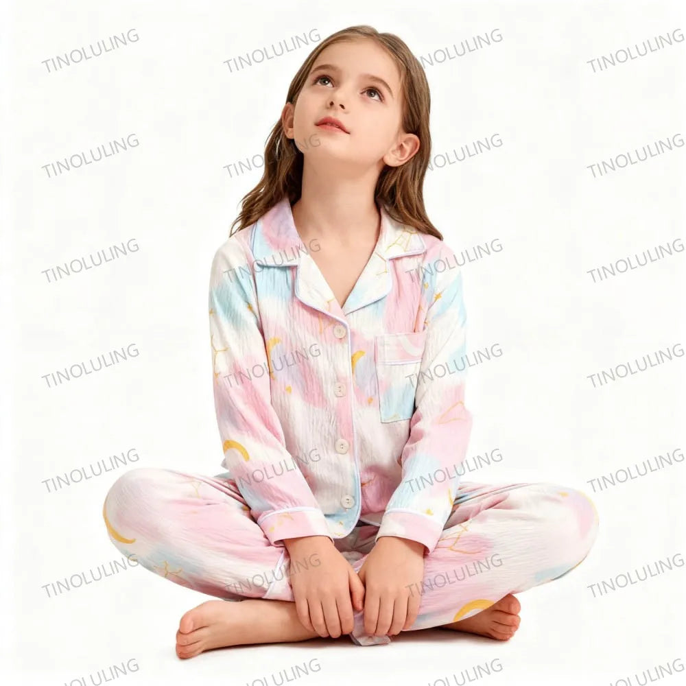 Soft Cotton Pajamas for Girls Cartoon Animal Print Pyjama Sets Children's Pijamas Sleepwear Suit Kid Long Sleeve Loungewear