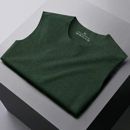 Mens Underwear 37° Heating Fiber Plus Velvet Seamless Vest Men's Winter Slim Warm Bottoming Shirt Men's Speed Thermal Underwear