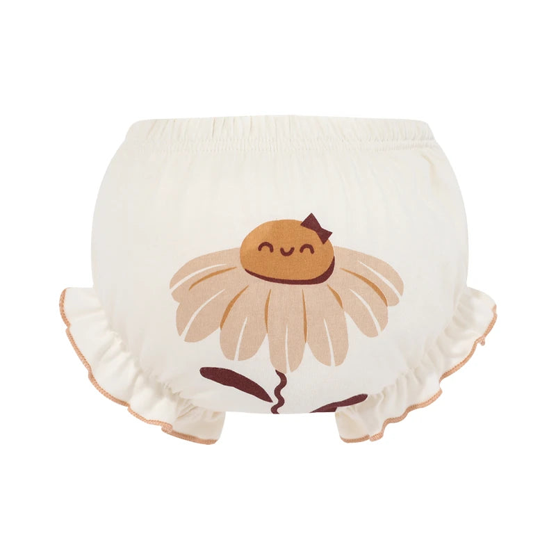 4-Pack Cloud-Like 100% Cotton Baby Underwear, Cute Ruffled Bloomers Infant Bread Pants