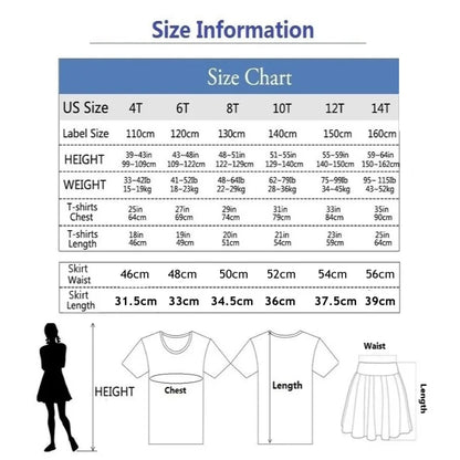 Girls' Trendy School Outfit - Cartoon Music Guitar Rabbit Print Tee + Plaid Skirt Two-Piece Set Teenage Girls Clothes Set