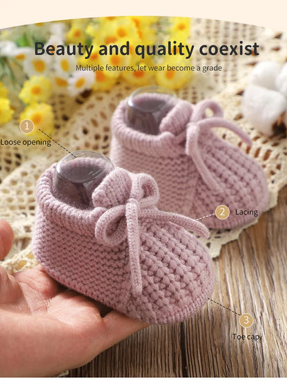 Infant Baby Shoes Knitted Newborn Boys Girl Footwear Fashion Solid Shallow Boots Shallow Kid 0-18M Clothing Accessories Handmade