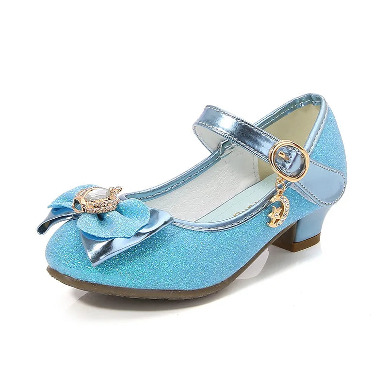 Children's High-heeled Shoes Girls Students Princess Red Leather Shoes 2025 New  Bowknot Single Girls Show Kid's Party Shoes