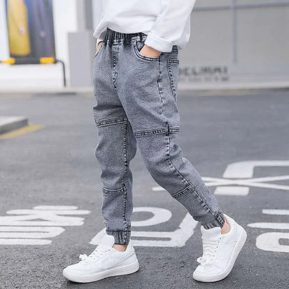IENENS Kids Boys Jeans  Fashion Clothes Classic Pants Denim Clothing Children Baby Boy Casual Bowboy Long Trousers  5-13Y