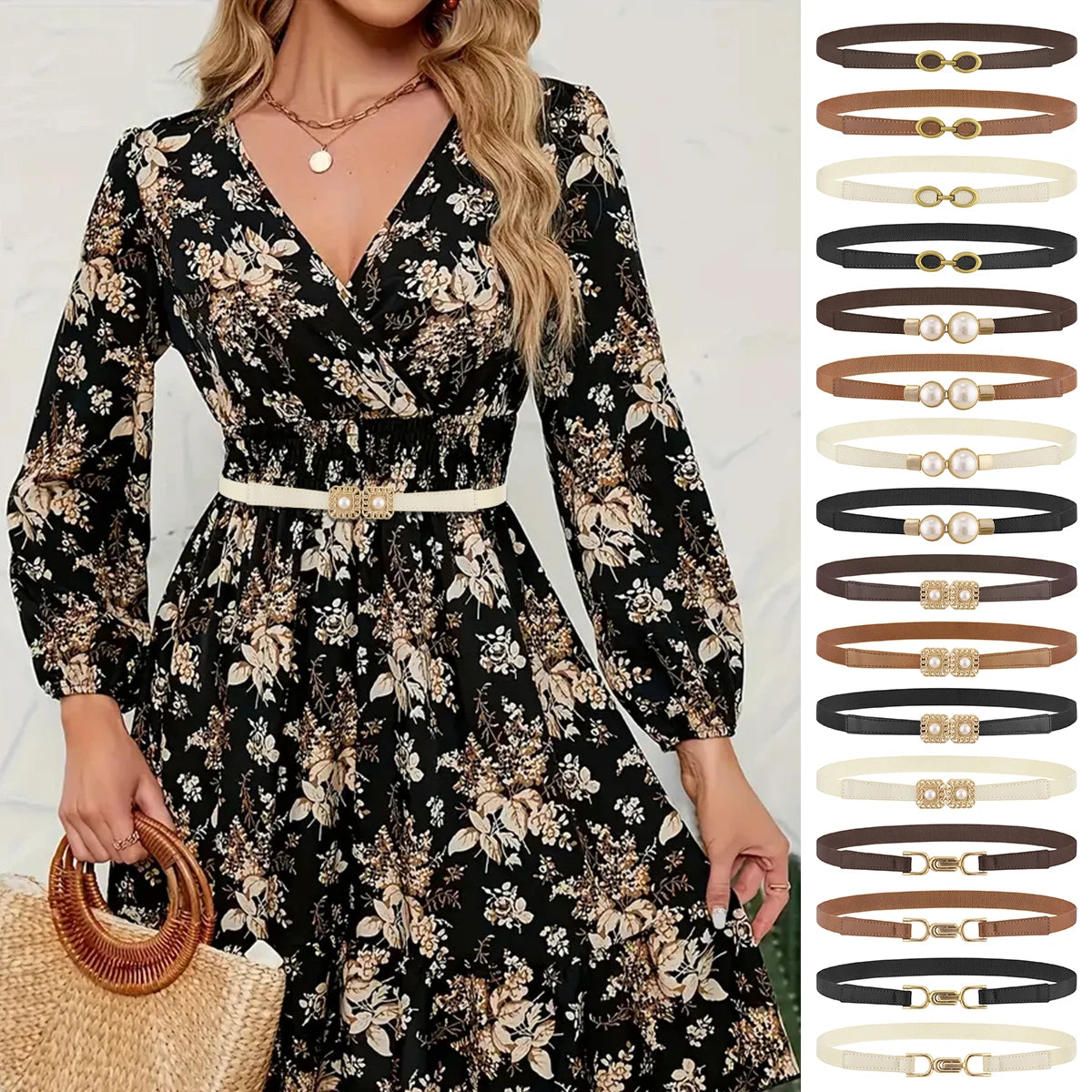 SISHION Summer Fashion Women Belts SH024 PU Leather Thin Elastic Waist Belt Slim Waistband Black Camel Coffee Plus Size