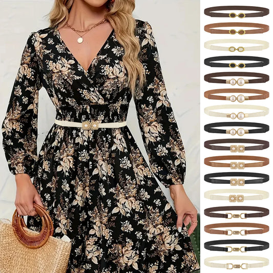 SISHION Summer Fashion Women Belts SH024 PU Leather Thin Elastic Waist Belt Slim Waistband Black Camel Coffee Plus Size