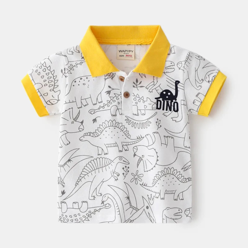 Baby Boy Clothes Summer Short Sleeve Children's Polo Shirts Toddler Kids Cotton T-shirts Boys Lapel Cartoon Tees Kids Sport Tops