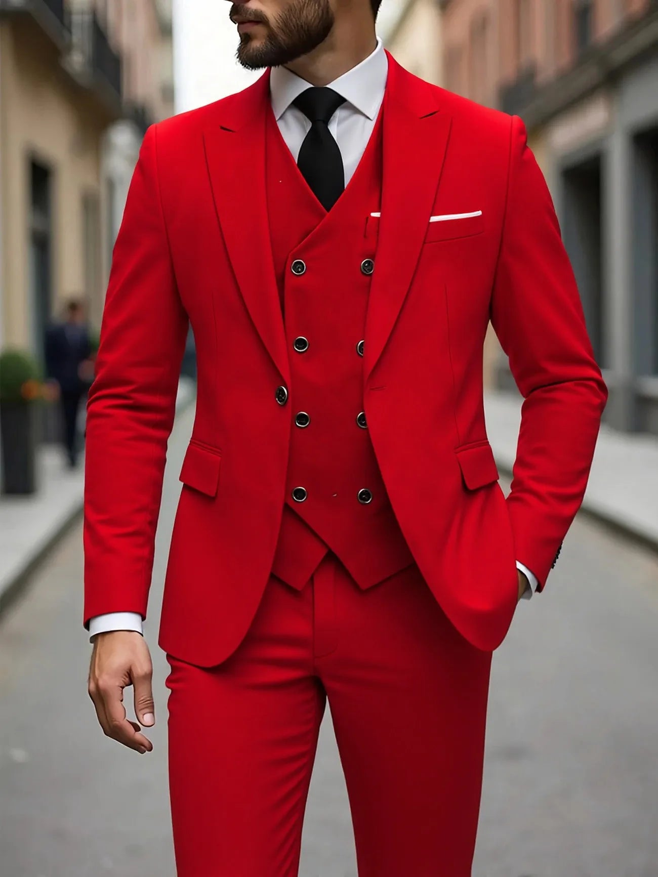 Men's Three-Piece White Suit, Anti-Wrinkle, No-Iron, Anti-Stick Fur Business Formal Suit, Four-Season Workplace Work Clothing Dr
