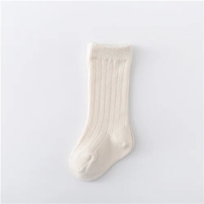 0-5Years Kids Boys Girls Socks Cotton Solid Striped Soft Baby Knee Long Children's Socks School Sport Baby Boy Sock 12 Color